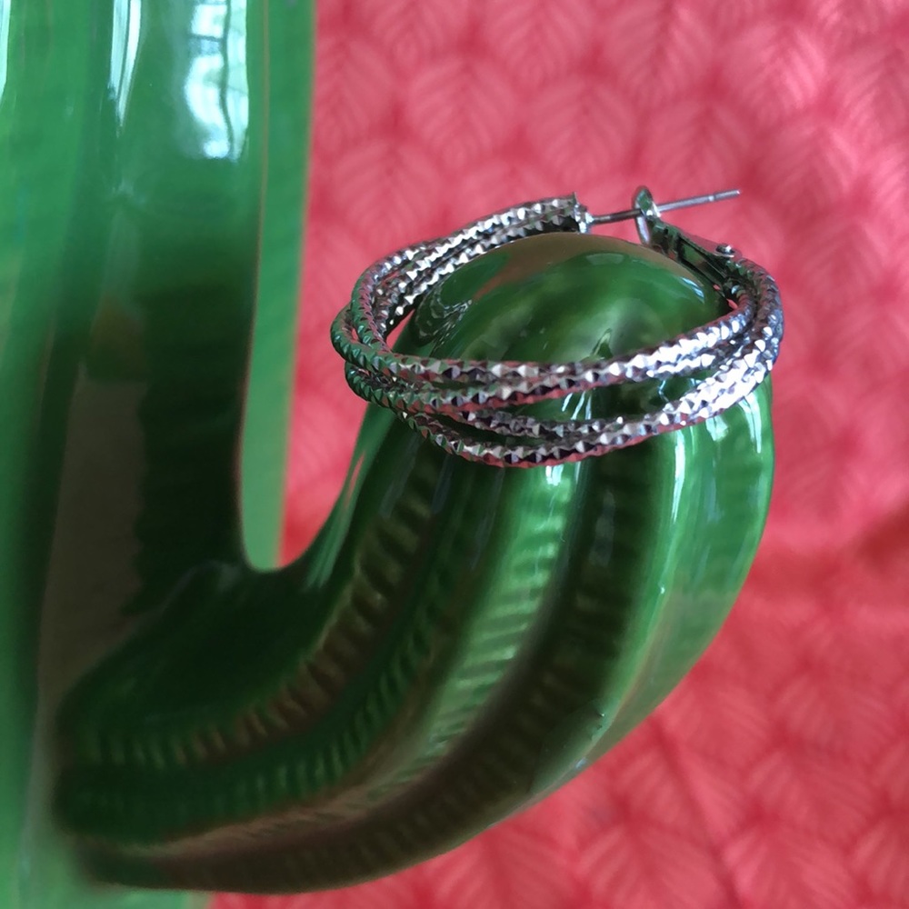Silver tone hoop earrings - Picture 2 of 3